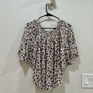 American Eagle • Leopard Print Smocked Top • Size Small • NWOT